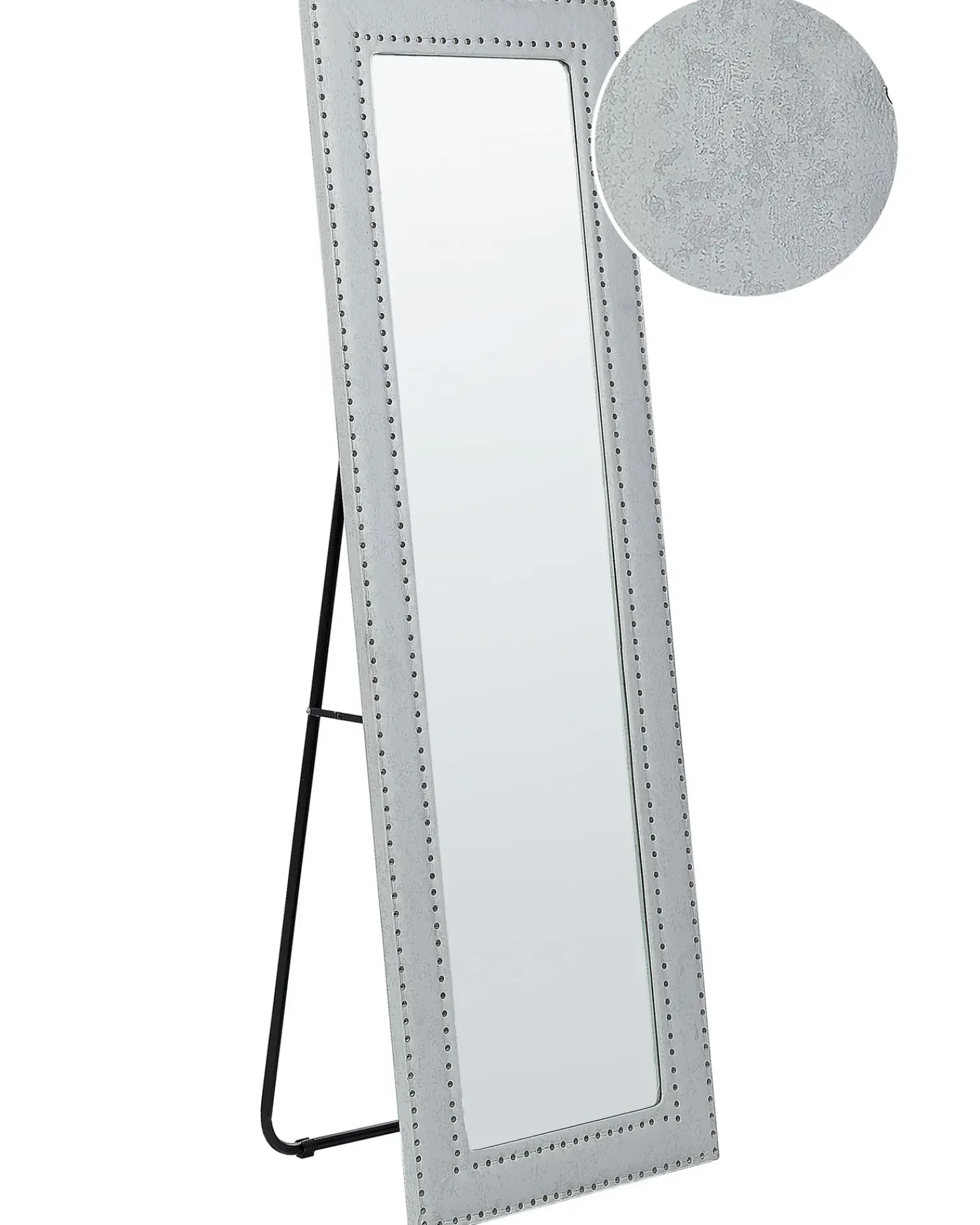 Best Beliani Specchio da terra LOCRONAN 150 cm Pelle sintetica chiaro Grigio