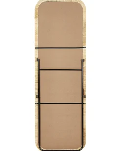 New Beliani Specchio da terra MALANGE 150 cm Rattan Naturale Naturale Nero