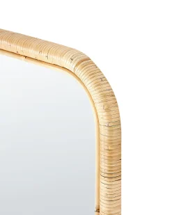 New Beliani Specchio da terra MALANGE 150 cm Rattan Naturale Naturale Nero