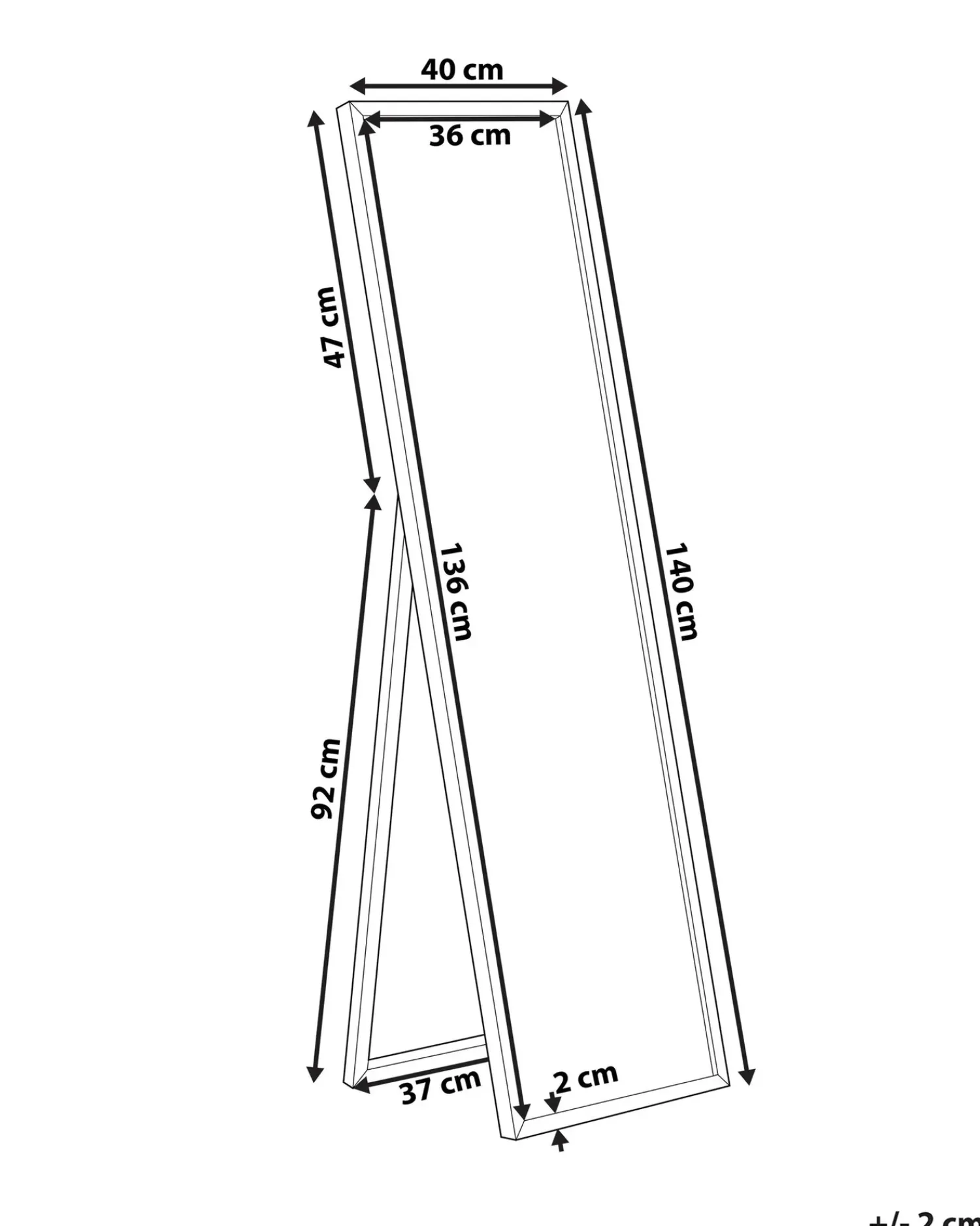 Hot Beliani Specchio da terra TORCY 140 cm Oro
