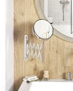 Discount Beliani Specchio da trucco allungabile per parete YVELINES 57 cm 36 cm Metallo Argento