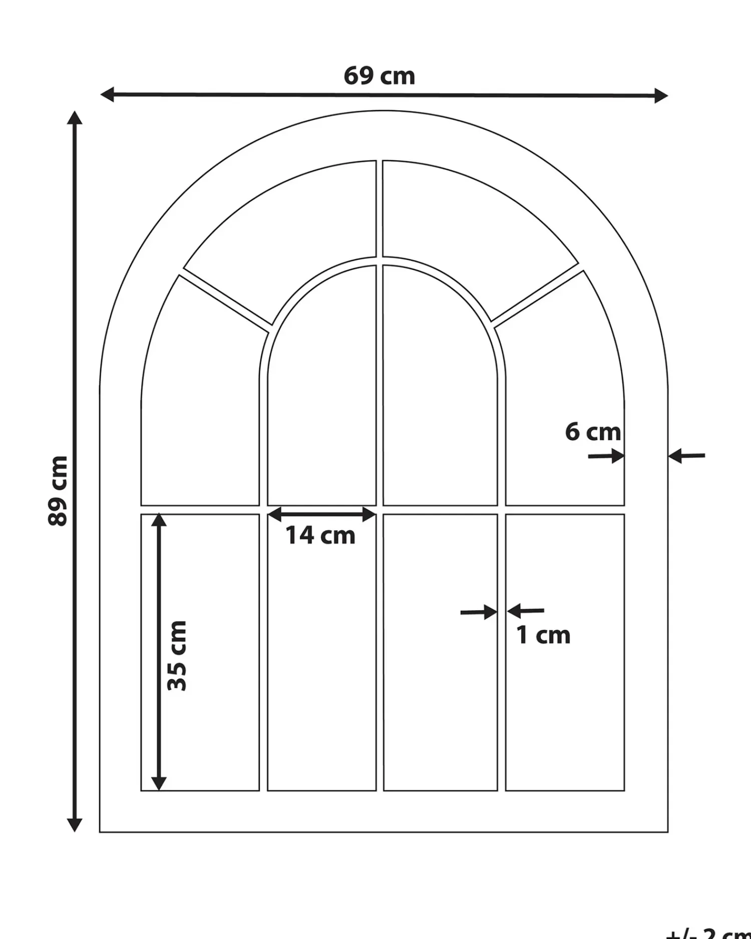 Beliani Specchio EMBRY 69 cm 89 cm Metallo Nero