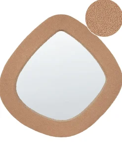 Beliani Specchio EPIRY 79 cm 80 cm Bouclé chiaro Marrone
