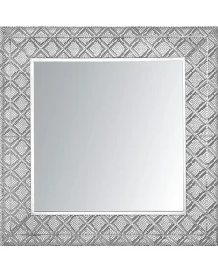 Hot Beliani Specchio EVETTES 80 cm 80 cm Metallo Argento