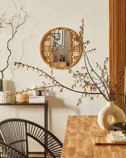 Outlet Beliani Specchio FIRMINY 60 cm 60 cm Legno di abete chiaro Marrone