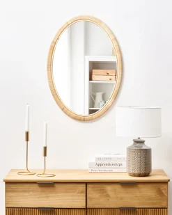 Sale Beliani Specchio FOISSY 50 cm 70 cm Rattan Naturale