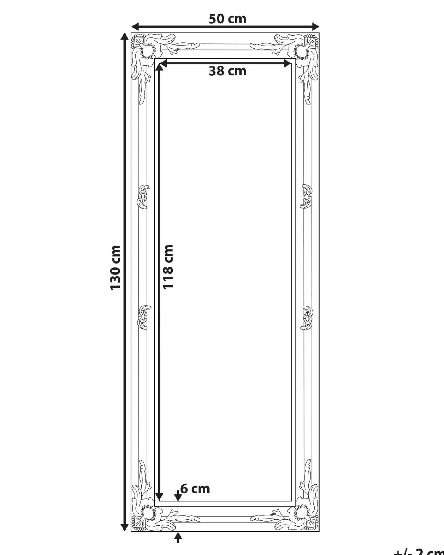 Beliani Specchio FOUGERES 50 cm 130 cm Nero