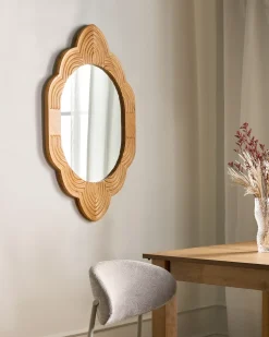 Hot Beliani Specchio FRESVILLE 62 cm 100 cm Legno di pino chiaro Marrone