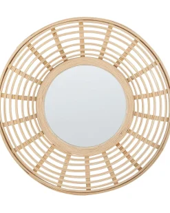 Beliani Specchio HANUA 60 cm 60 cm Bambù Naturale Beige Marrone