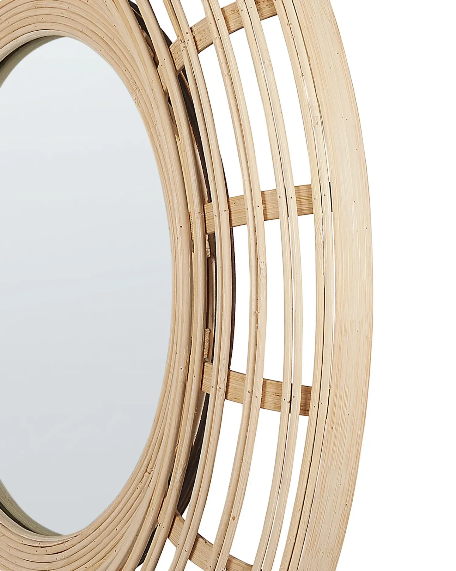 Beliani Specchio HANUA 60 cm 60 cm Bambù Naturale Beige Marrone