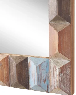 Clearance Beliani Specchio HIZOTE 63 cm 90 cm Legno di abete Marrone Blu Marrone Multicolore