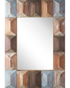 Clearance Beliani Specchio HIZOTE 63 cm 90 cm Legno di abete Marrone Blu Marrone Multicolore