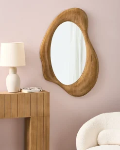 Beliani Specchio HOURTIN 68 cm 100 cm Legno Marrone