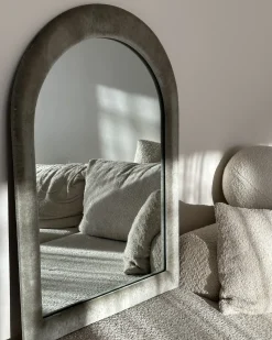 Best Beliani Specchio HURIEL 60 cm 90 cm Velluto oliva Verde