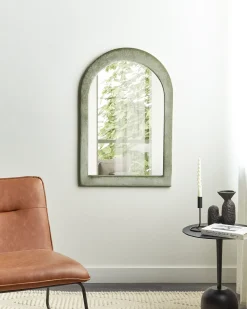 Best Beliani Specchio HURIEL 60 cm 90 cm Velluto oliva Verde