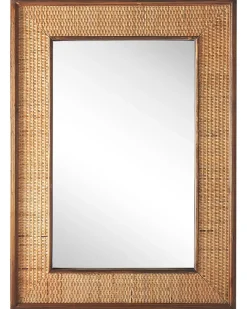 Beliani Specchio IGUALA 54 cm 74 cm Bambù Frassino naturale Marrone