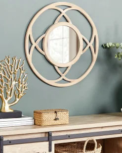 Best Beliani Specchio IZTAPALAPA 60 cm 60 cm Legno di abete chiaro Bianco Marrone