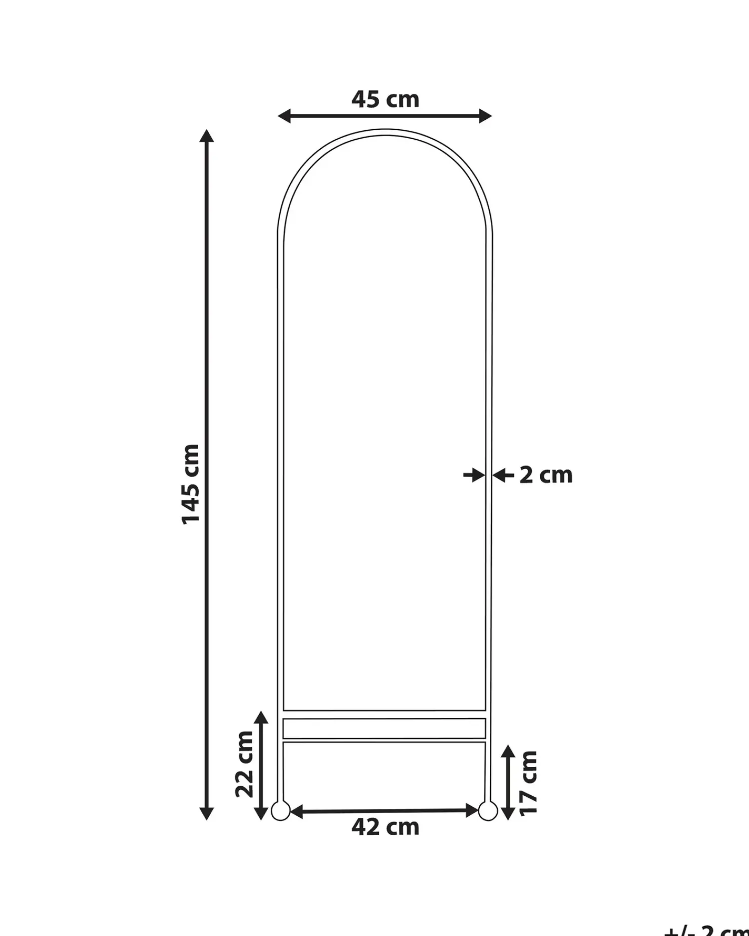 Beliani Specchio JARNAGES 45 cm 145 cm Metallo Nero