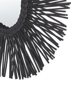 New Beliani Specchio KALASIN 60 cm 60 cm Rattan Nero
