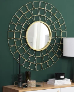 New Beliani Specchio LABRIT 90 cm 90 cm Metallo Oro