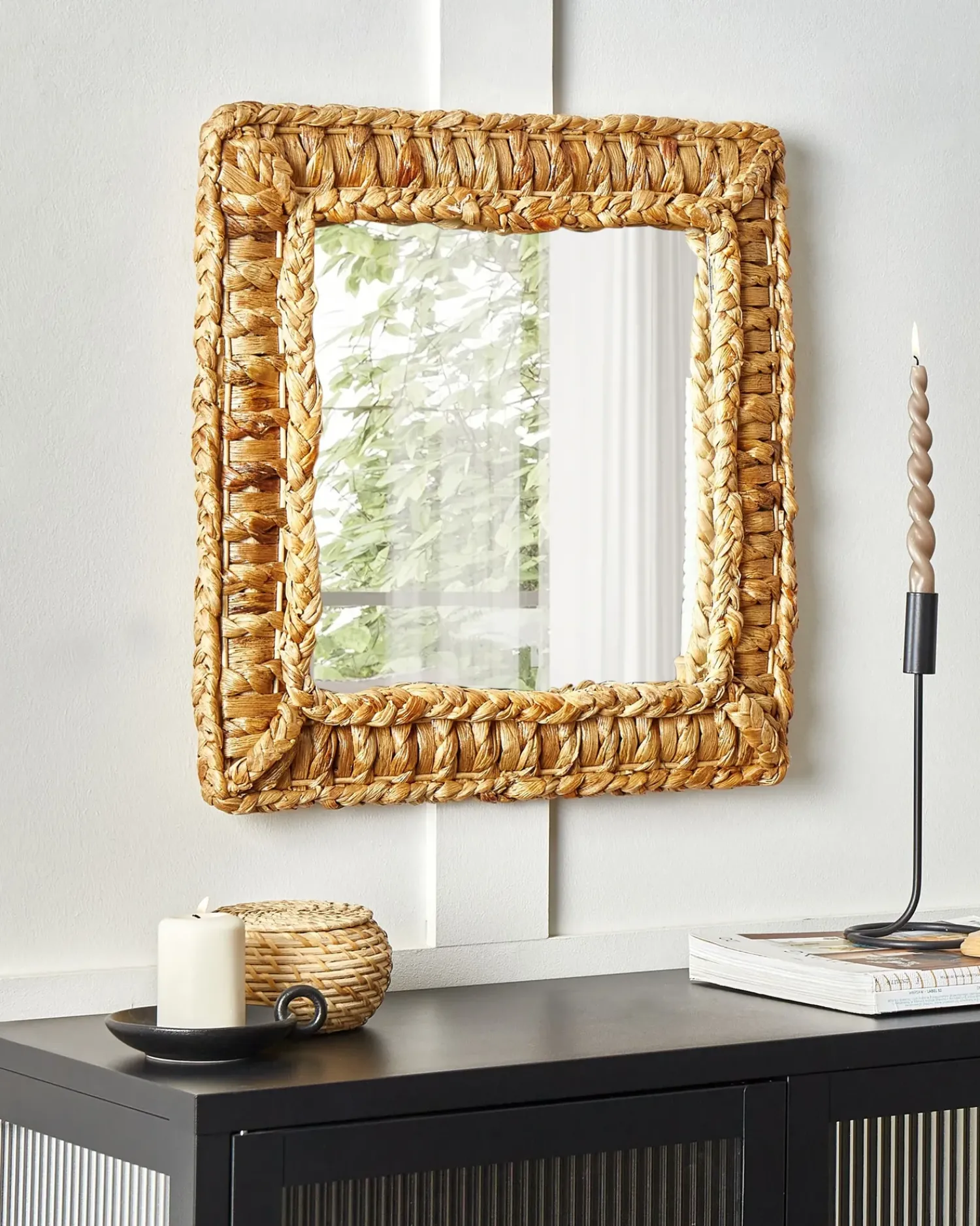 Sale Beliani Specchio LANGLI 52 cm 52 cm Vimini Naturale Beige Naturale