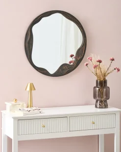 Best Beliani Specchio LANGON 60 cm 60 cm Legno di pino scuro Marrone