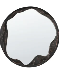 Best Beliani Specchio LANGON 60 cm 60 cm Legno di pino scuro Marrone