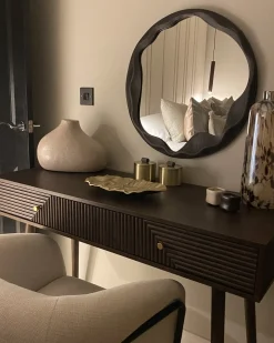 Best Beliani Specchio LANGON 60 cm 60 cm Legno di pino scuro Marrone