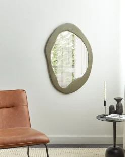 Discount Beliani Specchio LENAX 59 cm 90 cm Velluto oliva Verde