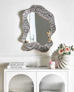 Hot Beliani Specchio LINAS 51 cm 67 cm Grigio Oro Grigio