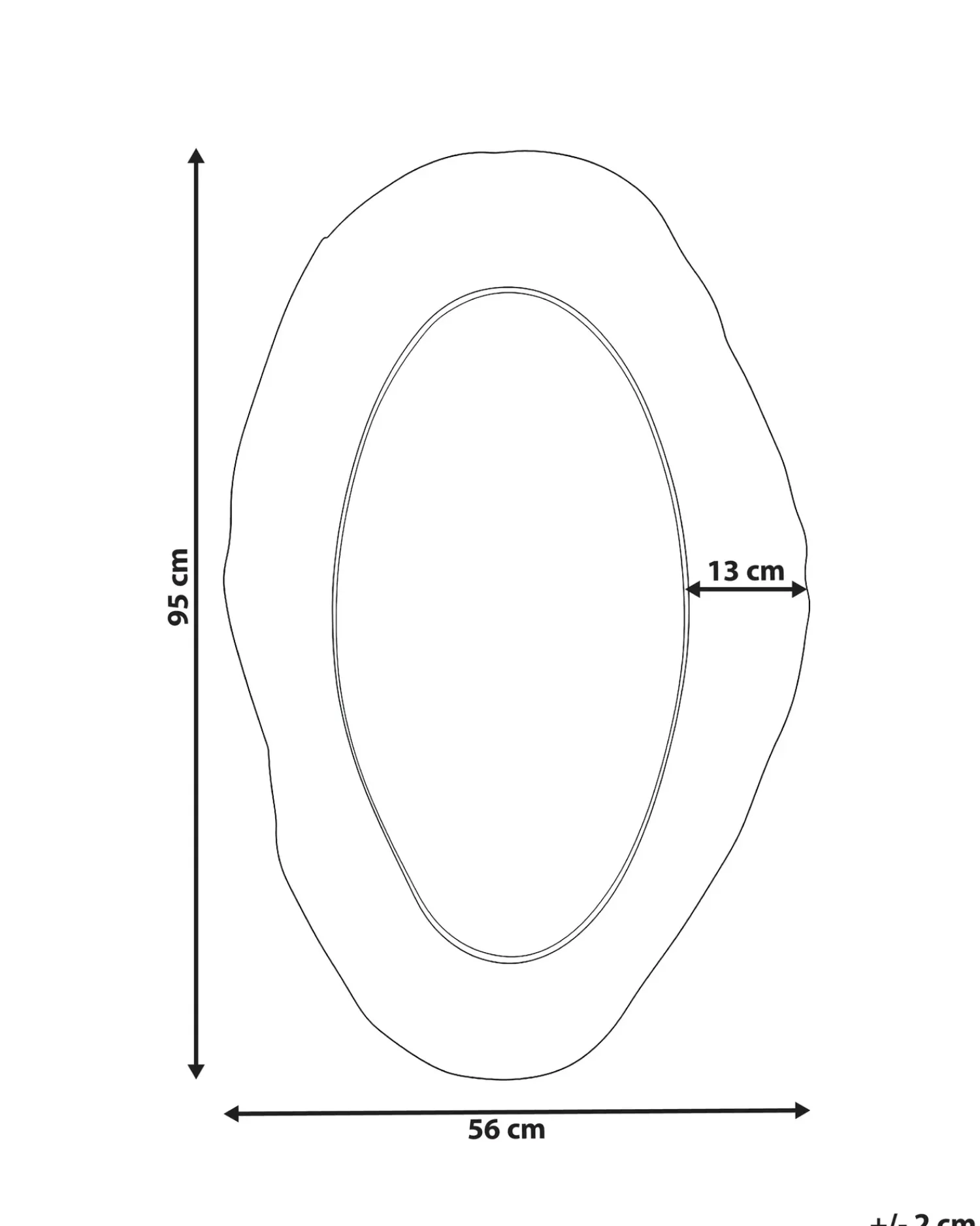 Clearance Beliani Specchio LOGNES 56 cm 95 cm Nero