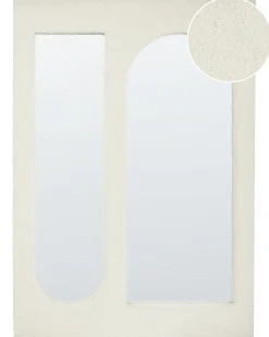 New Beliani Specchio MARCIGNY 70 cm 100 cm Bouclé sporco Bianco