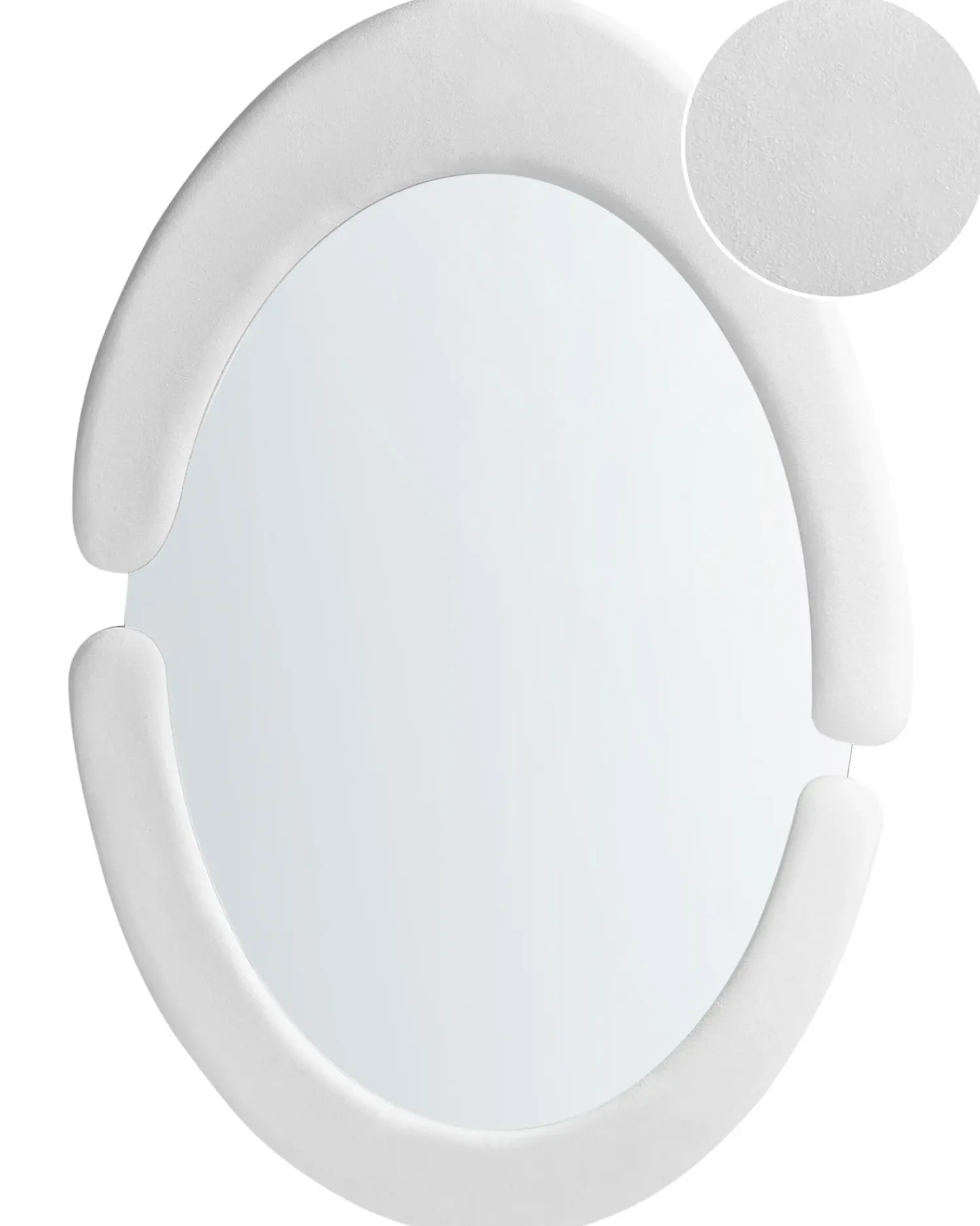 New Beliani Specchio MASSAY 53 cm 90 cm Velluto Bianco