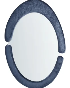 Beliani Specchio MASSAY 53 cm 90 cm Velluto scuro Blu