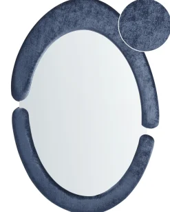 Beliani Specchio MASSAY 53 cm 90 cm Velluto scuro Blu