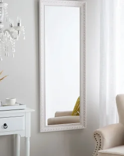 New Beliani Specchio MAULEON 50 cm 130 cm Bianco sporco Bianco Argento