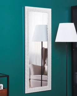 Beliani Specchio MERVENT 50 cm Bianco Bianco Argento