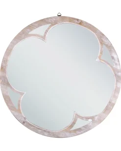 Sale Beliani Specchio MONCLOVA 60 cm 60 cm Legno di abete Marrone chiaro Bianco Marrone
