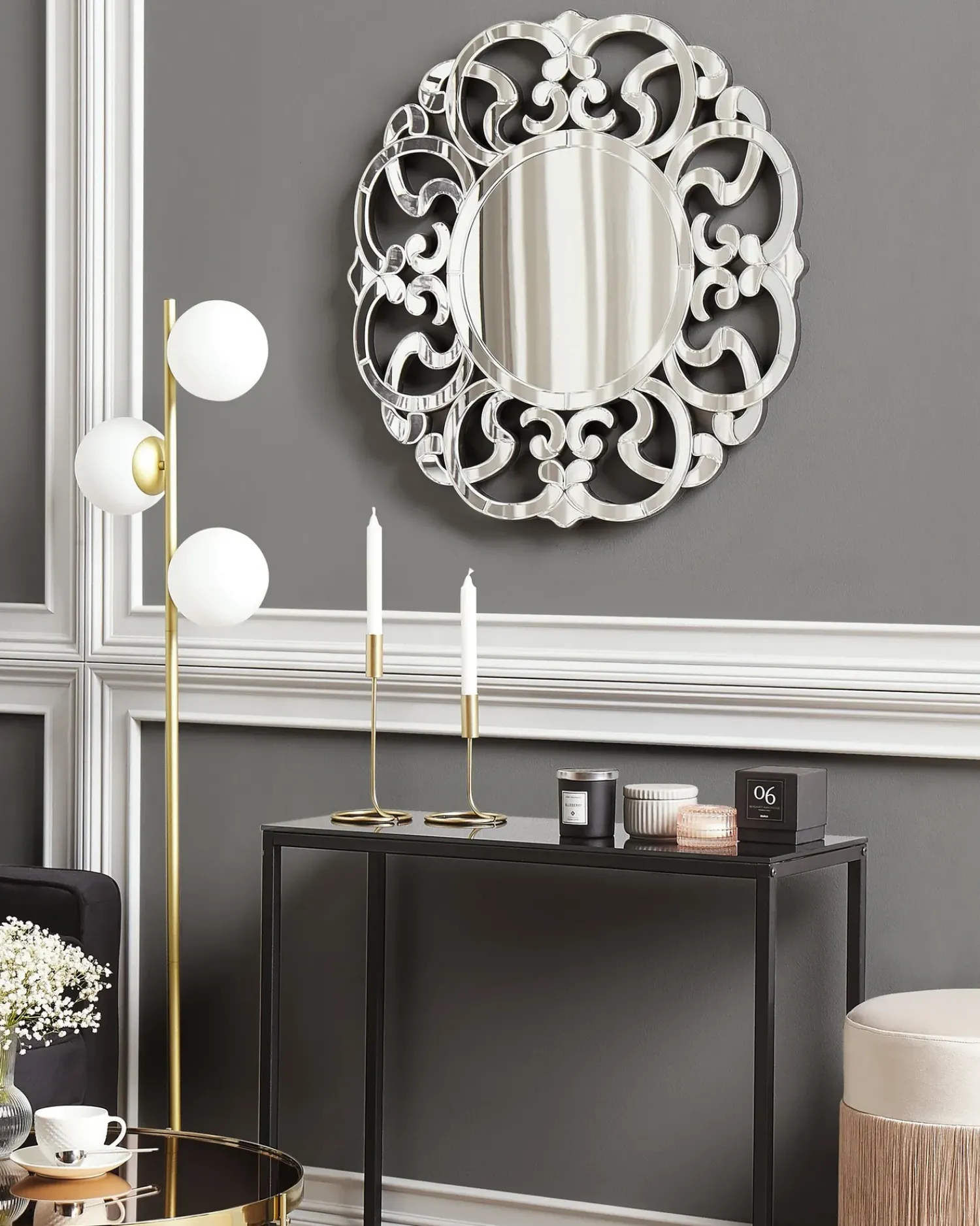 New Beliani Specchio MORNAIX 70 cm 70 cm Argento