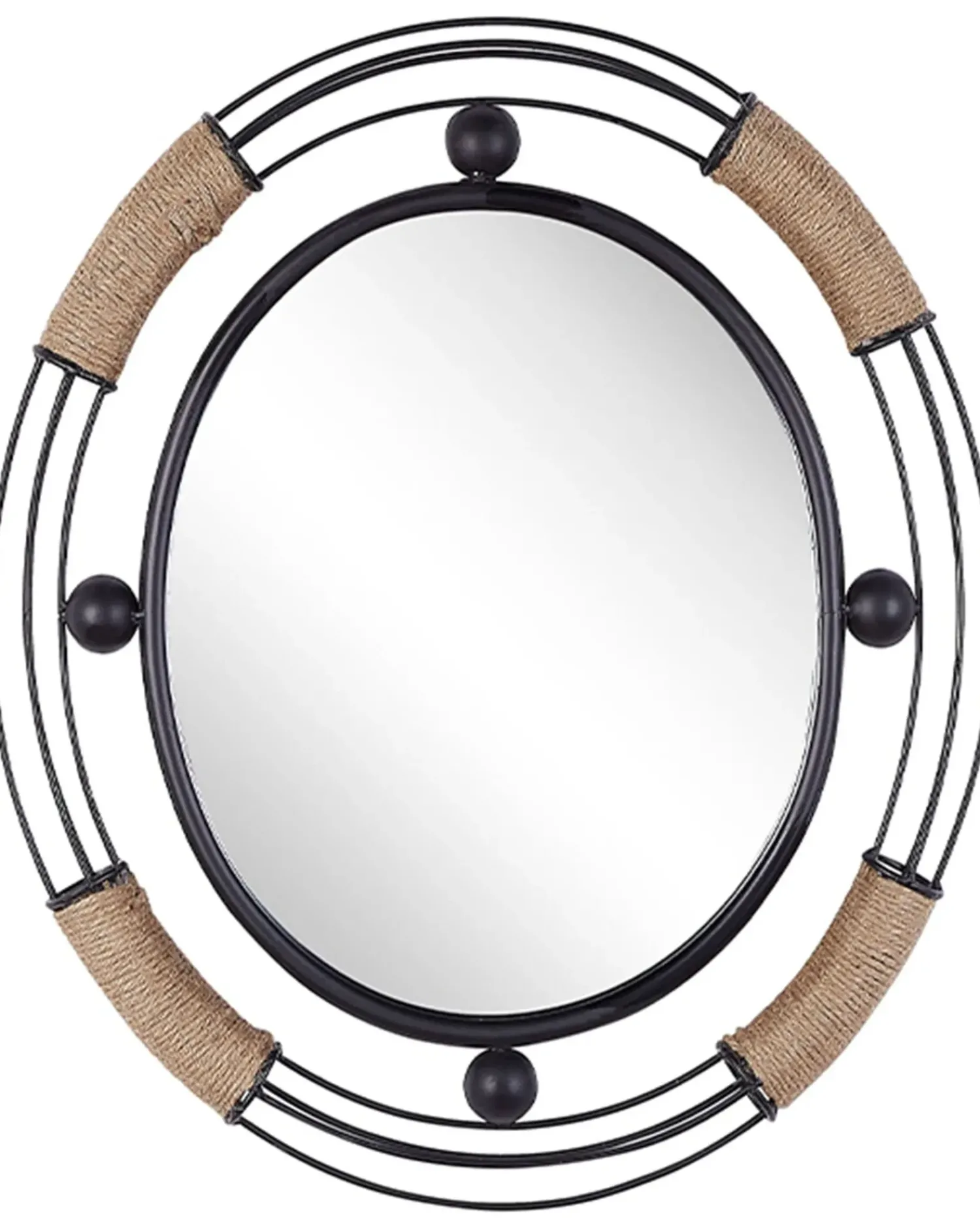 Sale Beliani Specchio MOULINS 50 cm 55 cm Metallo Nero Beige Nero