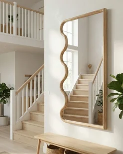 Discount Beliani Specchio MURAT 69 cm 150 cm Legno di Paulownia Naturale Marrone