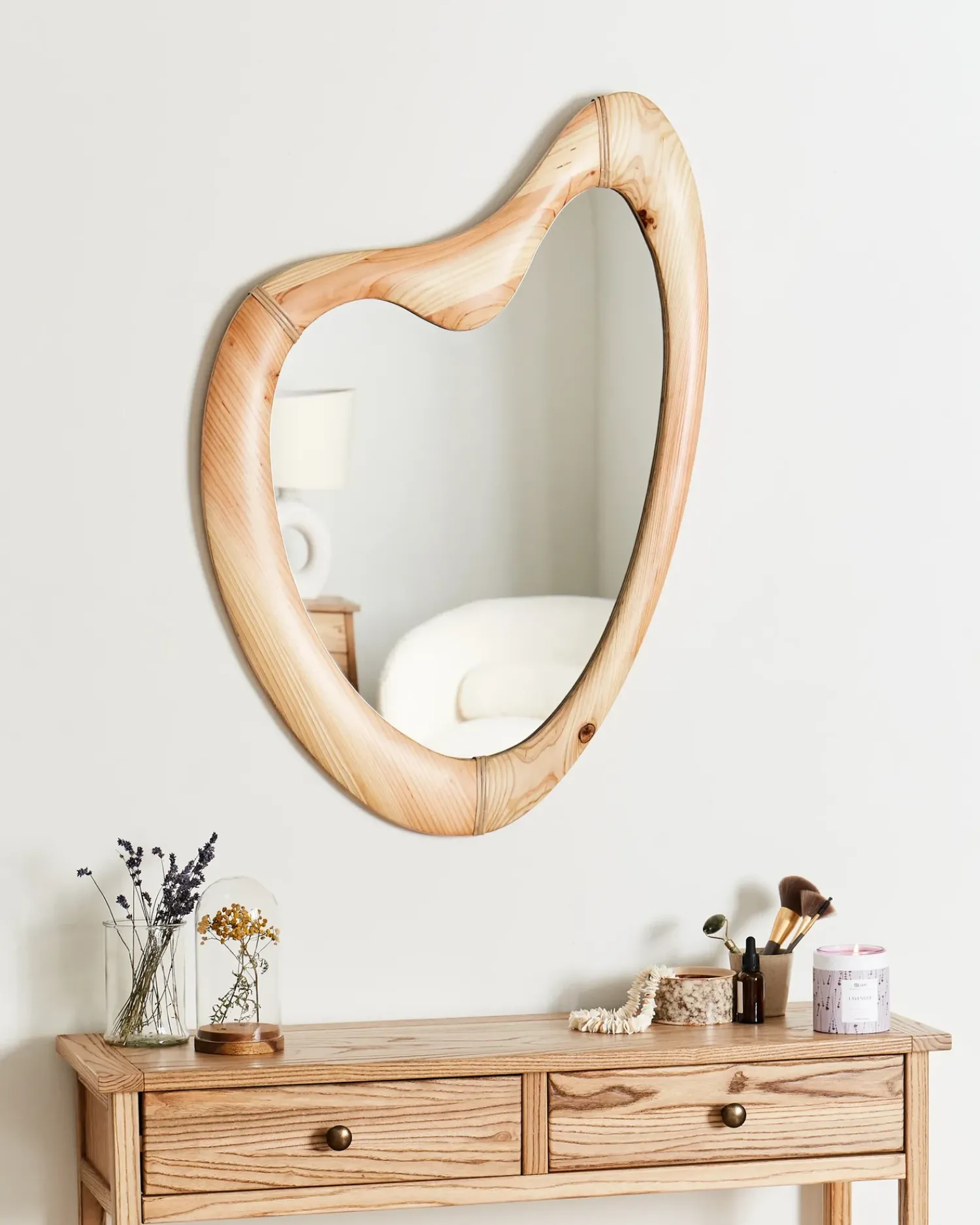 Best Beliani Specchio NEURE 90 cm 77 cm Legno di abete Naturale Marrone