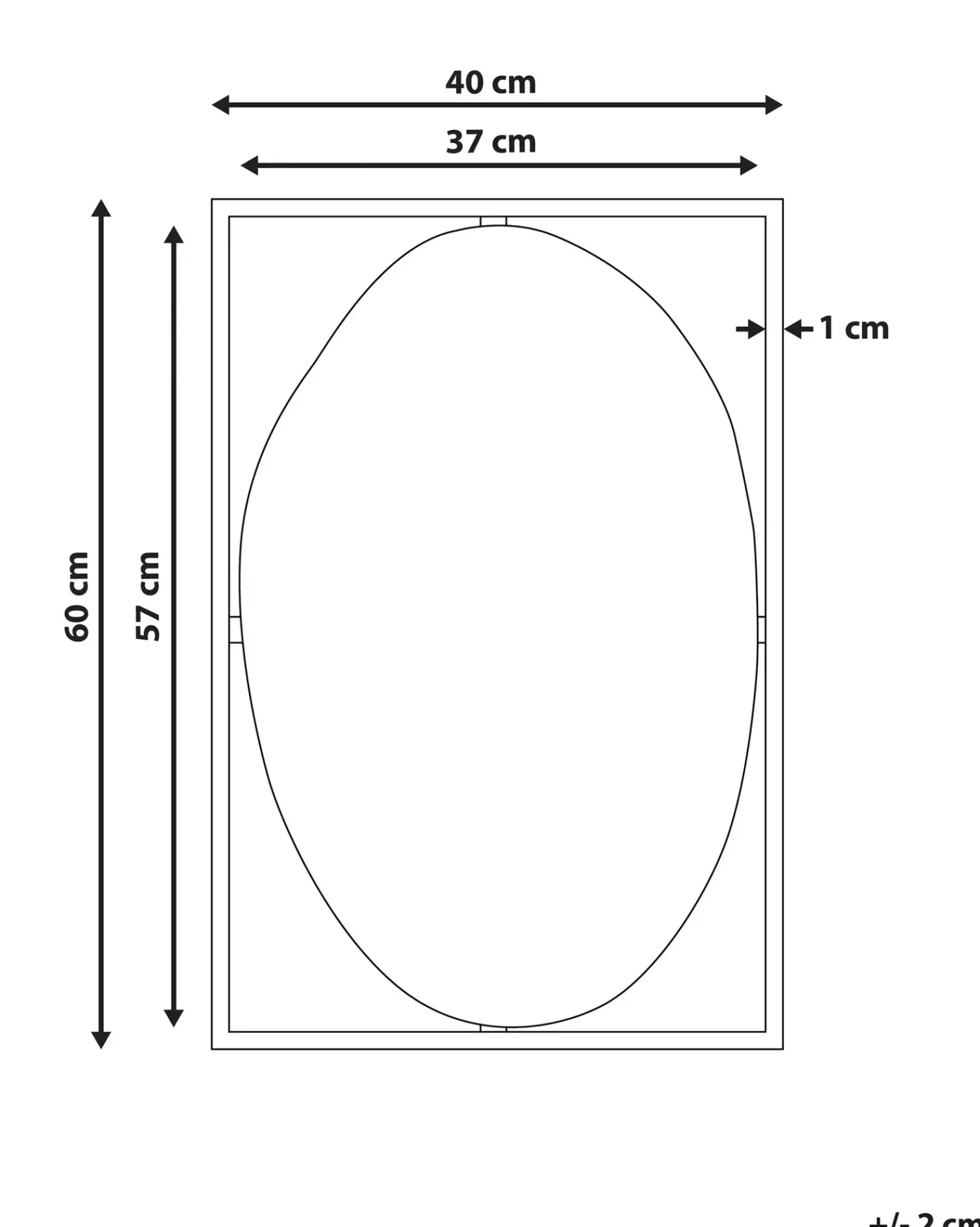 Outlet Beliani Specchio NIBELLE 40 cm 60 cm Metallo Nero