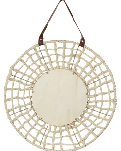 Hot Beliani Specchio PALACI 60 cm 60 cm Corda di carta Naturale Marrone