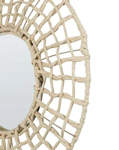 Hot Beliani Specchio PALACI 60 cm 60 cm Corda di carta Naturale Marrone