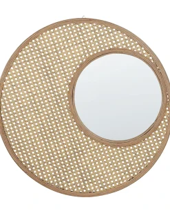 Discount Beliani Specchio PALAU 60 cm 60 cm Rattan Naturale Marrone