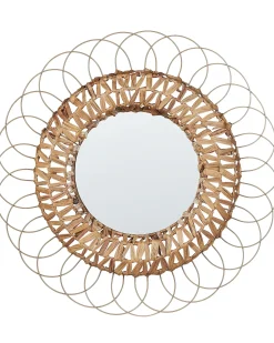 Outlet Beliani Specchio PAMOL 67 cm 67 cm Vimini Naturale Beige Marrone