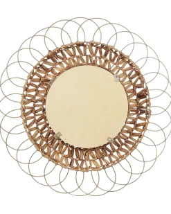 Outlet Beliani Specchio PAMOL 67 cm 67 cm Vimini Naturale Beige Marrone