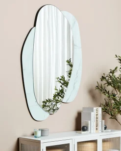 Outlet Beliani Specchio PANNES 80 cm 117 cm Azzurro Marrone Nero