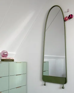 Hot Beliani Specchio PARNAY 45 cm 146 cm Metallo oliva Verde